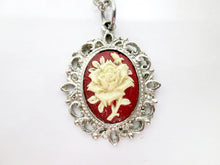 Load image into Gallery viewer, vintage style rose flower cameo pendant necklace