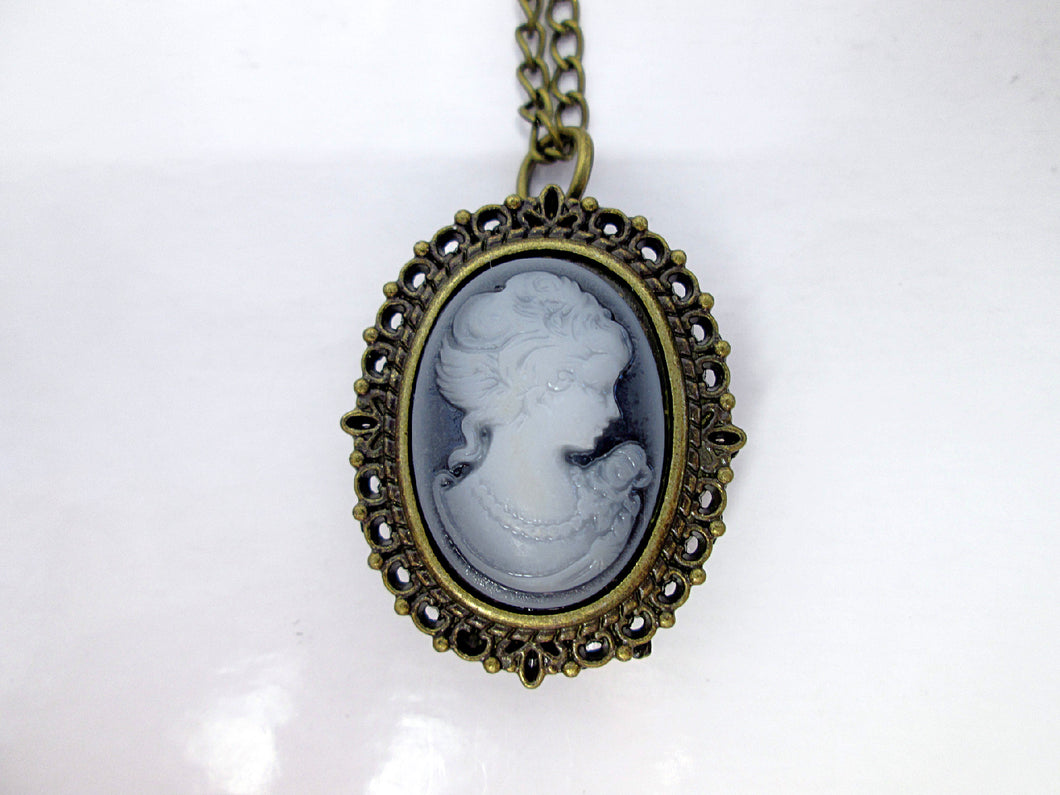 Victorian lady cameo watch necklace