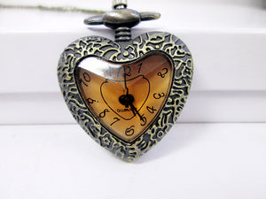 heart shape watch necklace vintage style