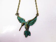 Load image into Gallery viewer, antique bronze hummingbird necklace
