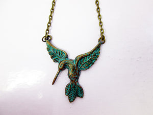 antique bronze hummingbird necklace