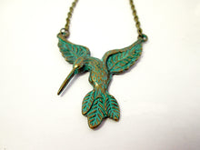 Load image into Gallery viewer, vintage inspired hummingbird necklace