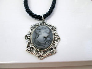 vintage style Victorian lady portrait cameo necklace