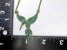 Load image into Gallery viewer, hummingbird necklace with measurement