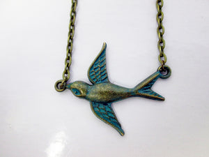 vintage style small bird necklace