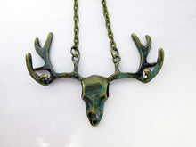 Load image into Gallery viewer, steampunk deer skull necklace