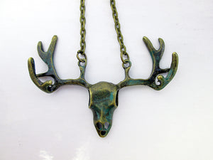 steampunk deer skull necklace