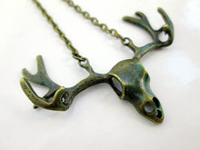 Load image into Gallery viewer, vintage style deer skull necklace