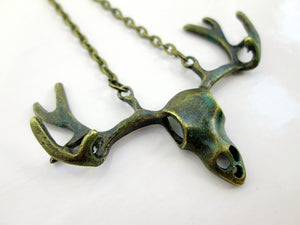 vintage style deer skull necklace