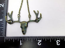 Load image into Gallery viewer, deer skull necklace with measurement