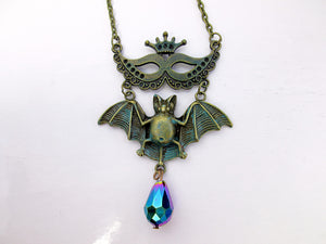 Masquerade Mask Flying Bat Necklace