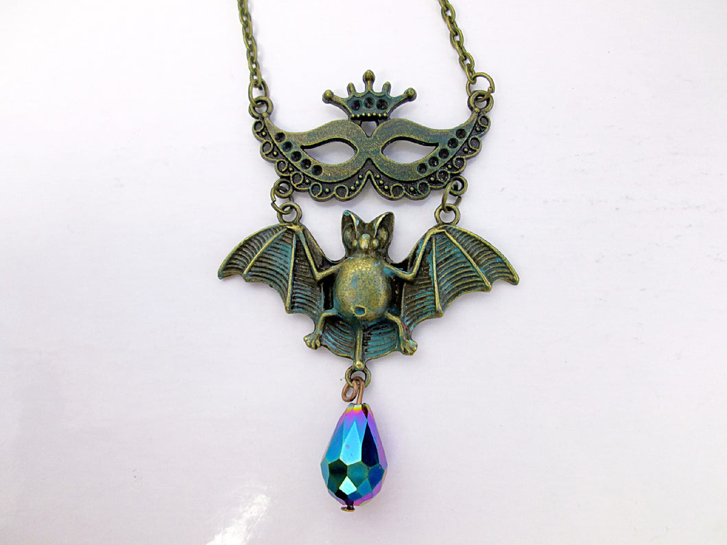 Masquerade Mask Flying Bat Necklace
