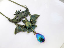 Load image into Gallery viewer, vintage style Masquerade Mask Flying Bat Necklace
