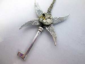 steampunk clockwork key necklace