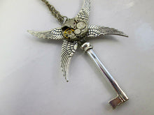 Load image into Gallery viewer, clockwork key angel wings necklace
