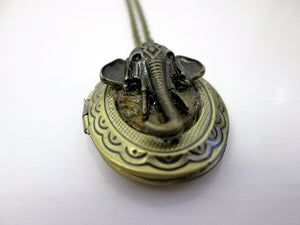 small elephant locket necklace