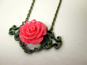 pink rose necklace