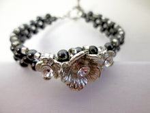 Load image into Gallery viewer, black and silver magnetic bracelet