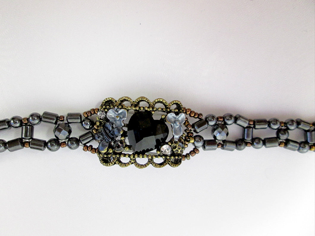 Fancy Magnetic Bracelet Antique Bronze and Black Magnetic Hematite Bracelet