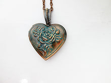 Load image into Gallery viewer, vintage style rose heart locket necklace