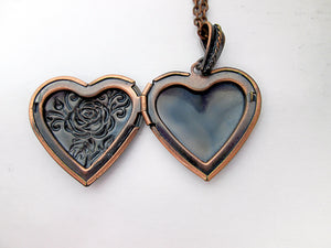 inside view of rose heart locket