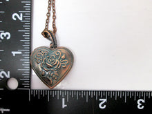 Load image into Gallery viewer, rose heart locket with measurement