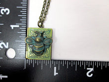 Load image into Gallery viewer, antique style book locket with measurement
