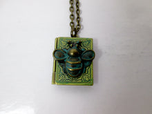 Load image into Gallery viewer, small book bee locket necklace