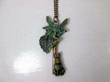 Load image into Gallery viewer, garden fairy key necklace with bunny rabbit