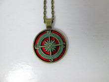 Load image into Gallery viewer, rustic red compass necklace
