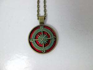 rustic red compass necklace