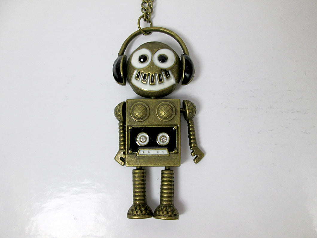 retro robot necklace