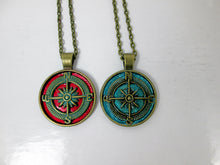 Load image into Gallery viewer, red or blue compass necklace