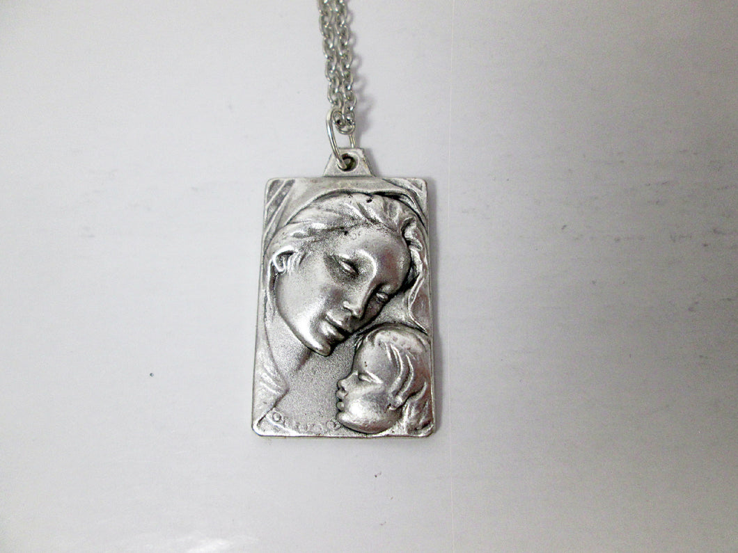 virgin Mary and baby Jesus necklace