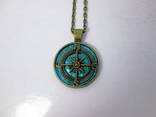 Load image into Gallery viewer, rustic blue compass necklace for unisex
