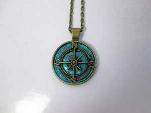 rustic blue compass necklace for unisex