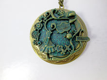 Load image into Gallery viewer, Glow In the Dark Large Fairytale Alice Cat locket necklace