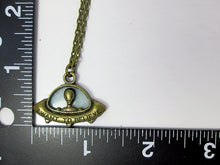Load image into Gallery viewer, I want to believe spaceship necklace with measurement