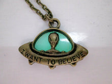 Load image into Gallery viewer, glow in the dark spaceship necklace
