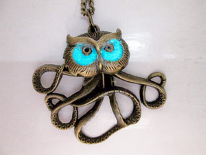 Glow in the Dark Owlctopus pendant necklace
