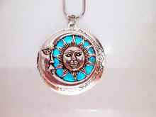 Load image into Gallery viewer, glow in the dark sun and moon locket necklace