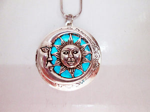 glow in the dark sun and moon locket necklace