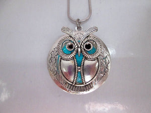 glowing owl locket pendant necklace