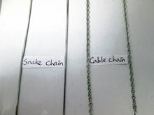 Load image into Gallery viewer, sample view of snake chain vs cable chain