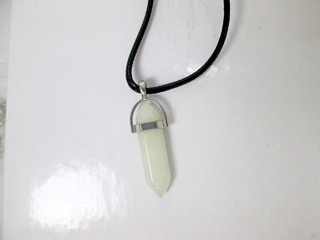 stone point necklace on black cord