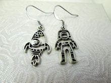 Load image into Gallery viewer, astronaut and rocket spaceship earrings