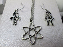 Load image into Gallery viewer, solar planets necklace and rocket and astronaut earrings set 