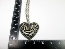 Load image into Gallery viewer, punk heart rose necklace with measurement