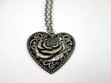 Load image into Gallery viewer, large metal rose heart necklace