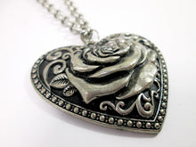 Load image into Gallery viewer, closeup of punk heart rose necklace